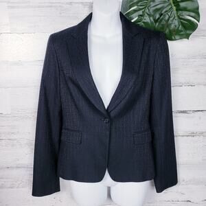 Tahari Single Button Black Textured Blazer Size 6 Work Wear